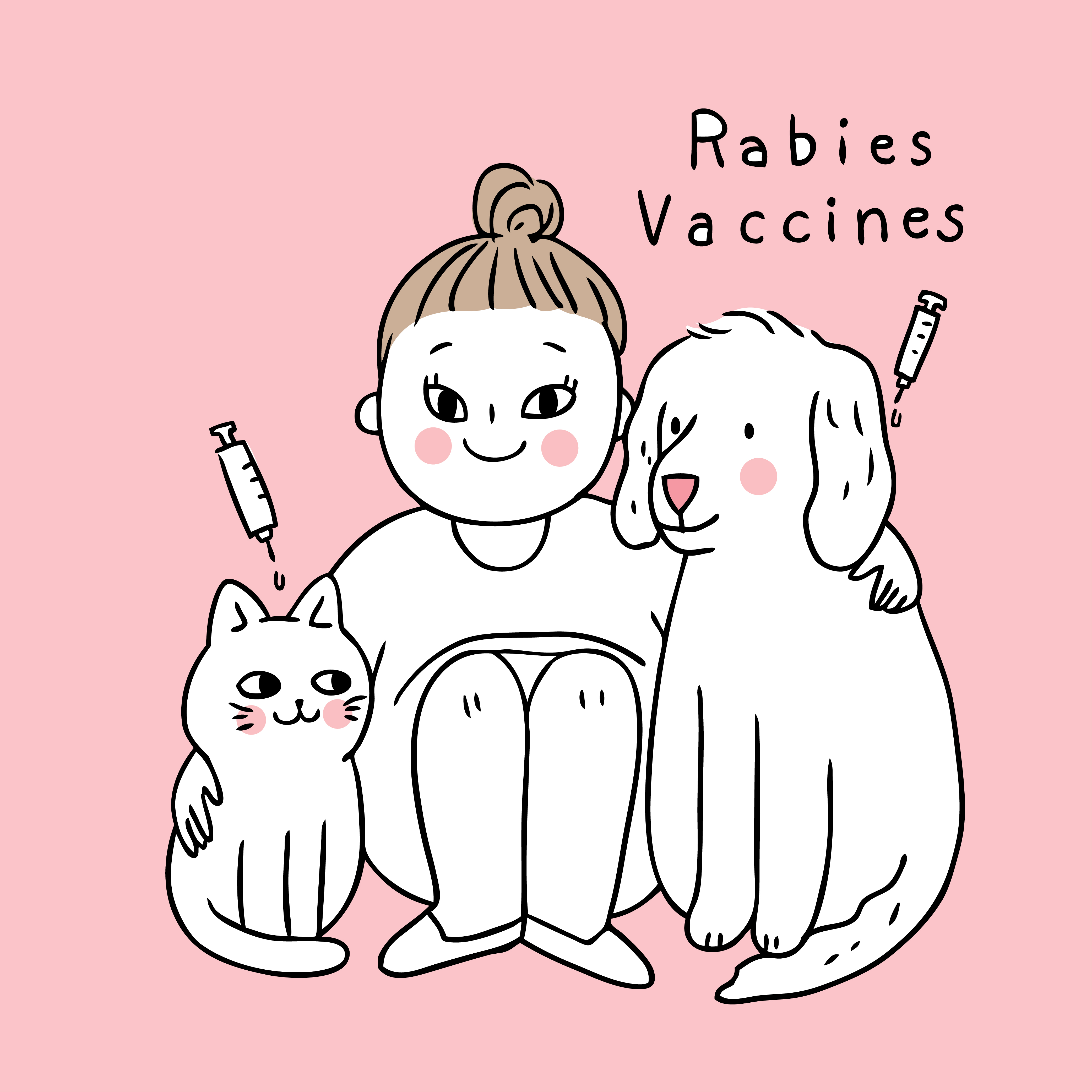 4167x4167 Cartoon Cute Dog And Cat Take Vaccinated Rabies Vector