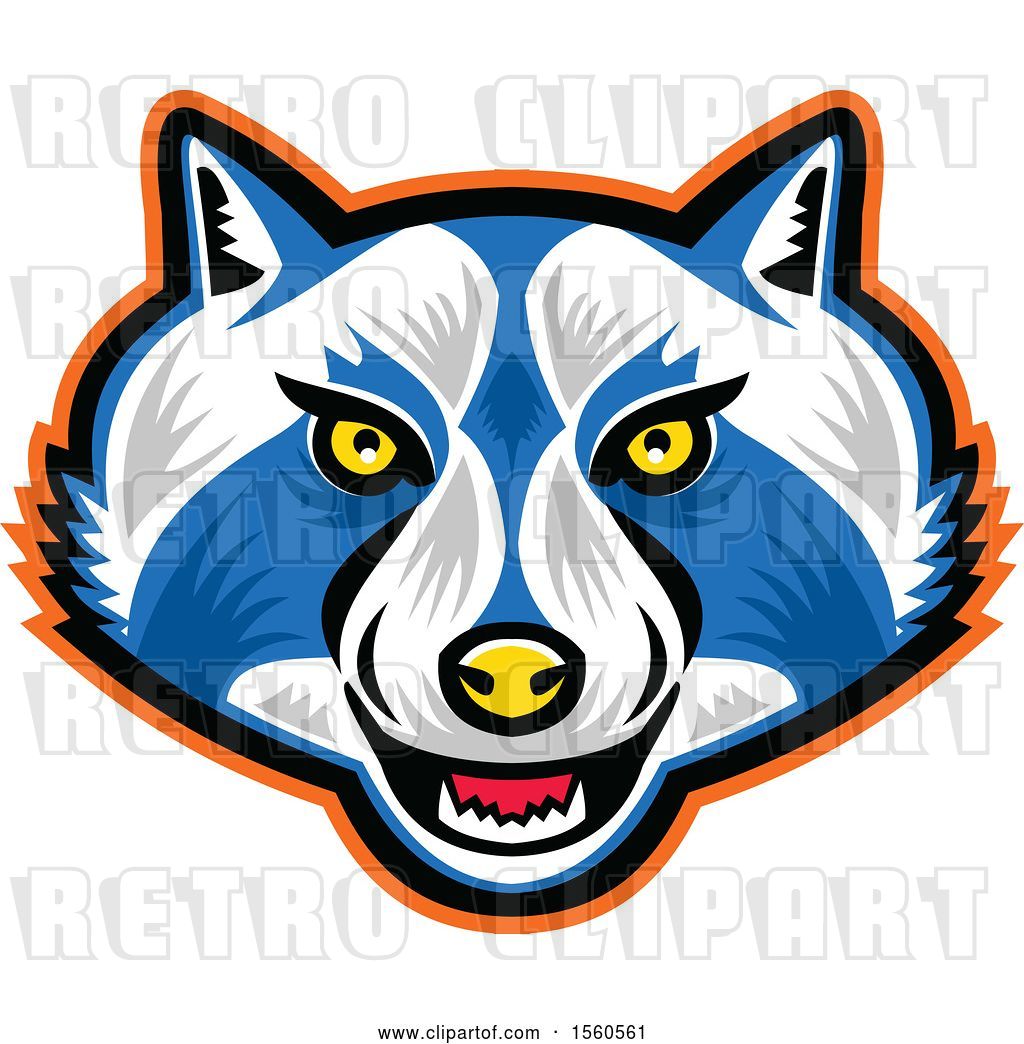1024x1044 Vector Clip Art Of Retro Blue And White Raccoon Mascot Face