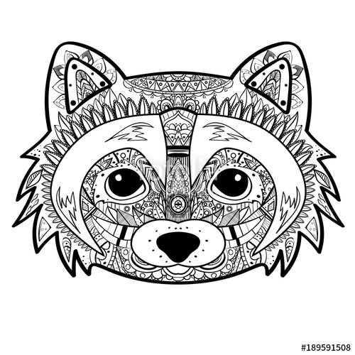 500x500 Zentangle Stylized Black Raccoon Face Hand Drawn Doodle Vector
