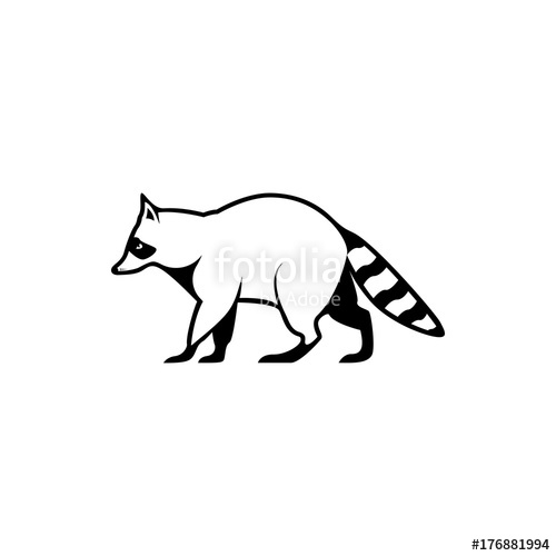 500x500 Vector Raccoon Silhouette View Side For Retro Logos, Emblems