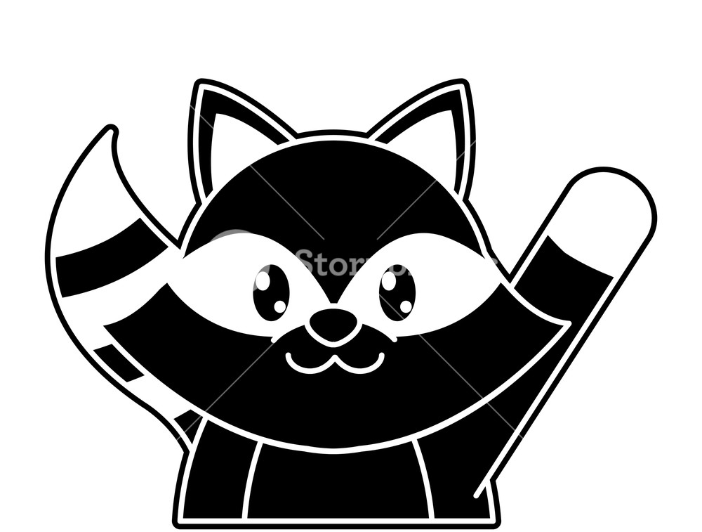 1000x757 Silhouette Raccoon Cute Animal With Hand Up Vector Illustration