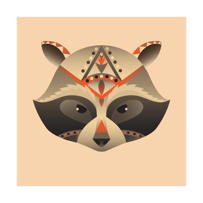 400x400 The Abstract Head Of Raccoon Vector Illustration Art Print