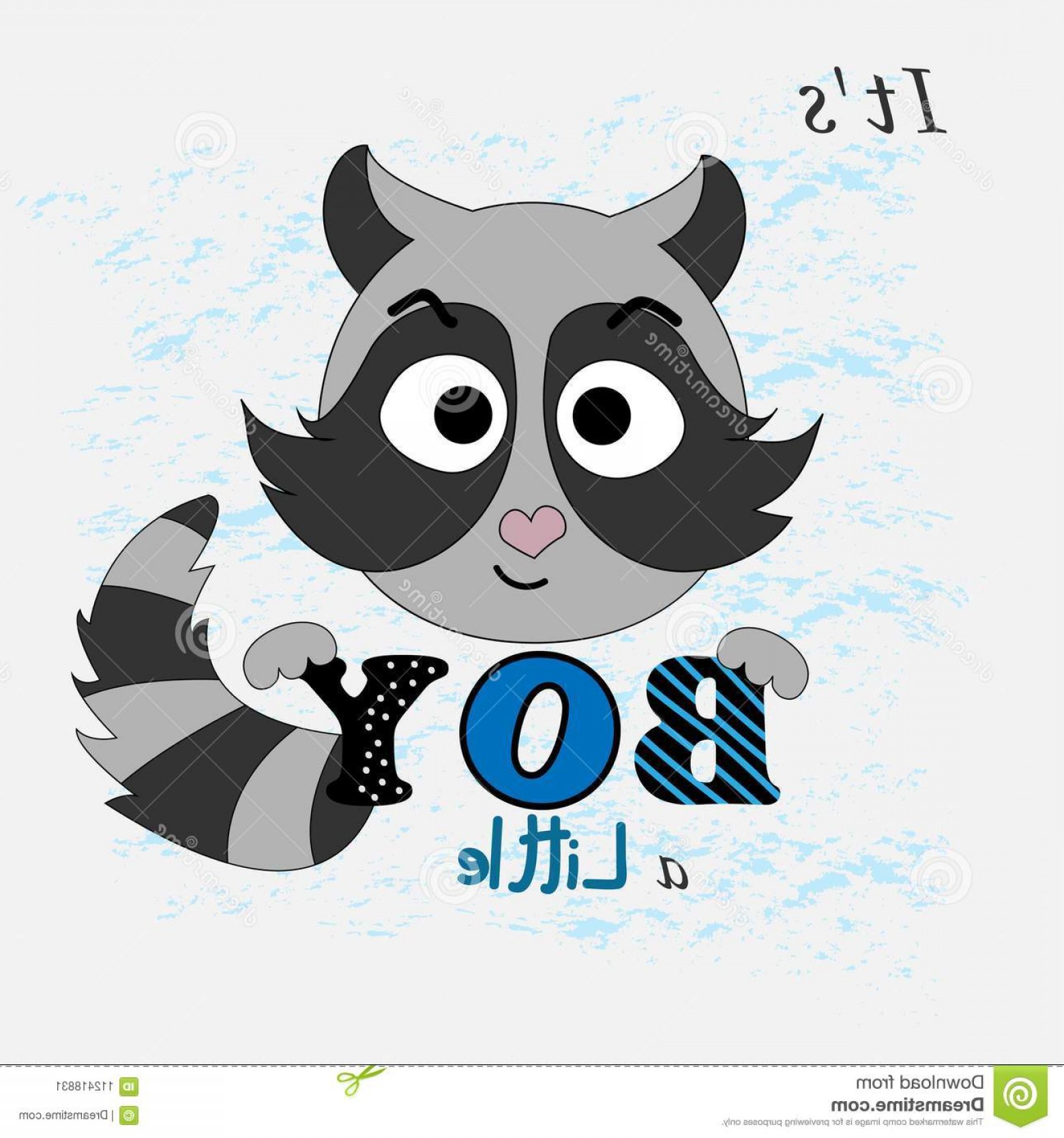 1560x1668 Vector Illustration Cartoon Raccoon Textile Fabric Print Kids Art