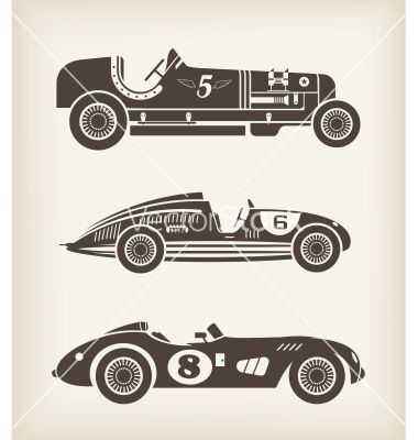380x400 Vintage Sport Racing Cars Vector Boys' Room Project Vintage