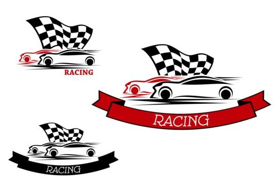 539x381 Racing Car Ribbon Labels Vector Free Download