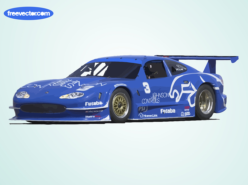 1024x765 Blue Jaguar Race Car Vector Art Graphics