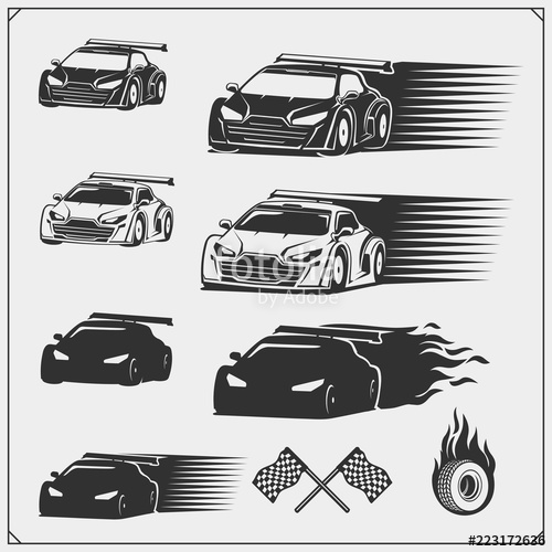 500x500 Set Of Speeding Racing Cars Vector Illustration Stock Image