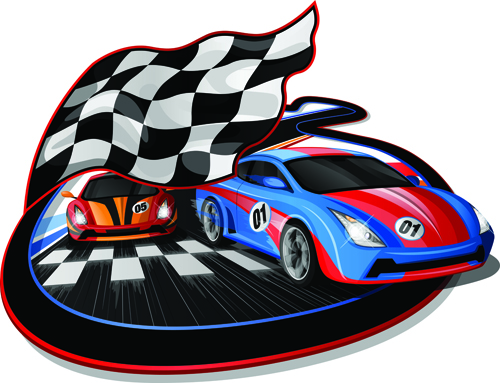 500x383 Car Racing With Flag Vector Material Free Download