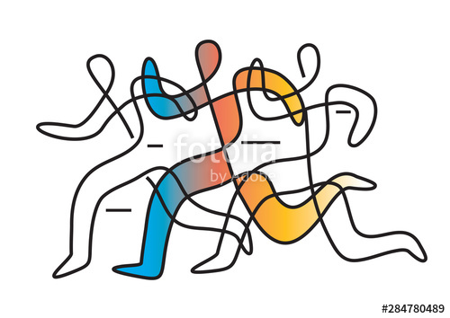 500x354 Running Raceline Art Abstract Stylized Colorful Lineart