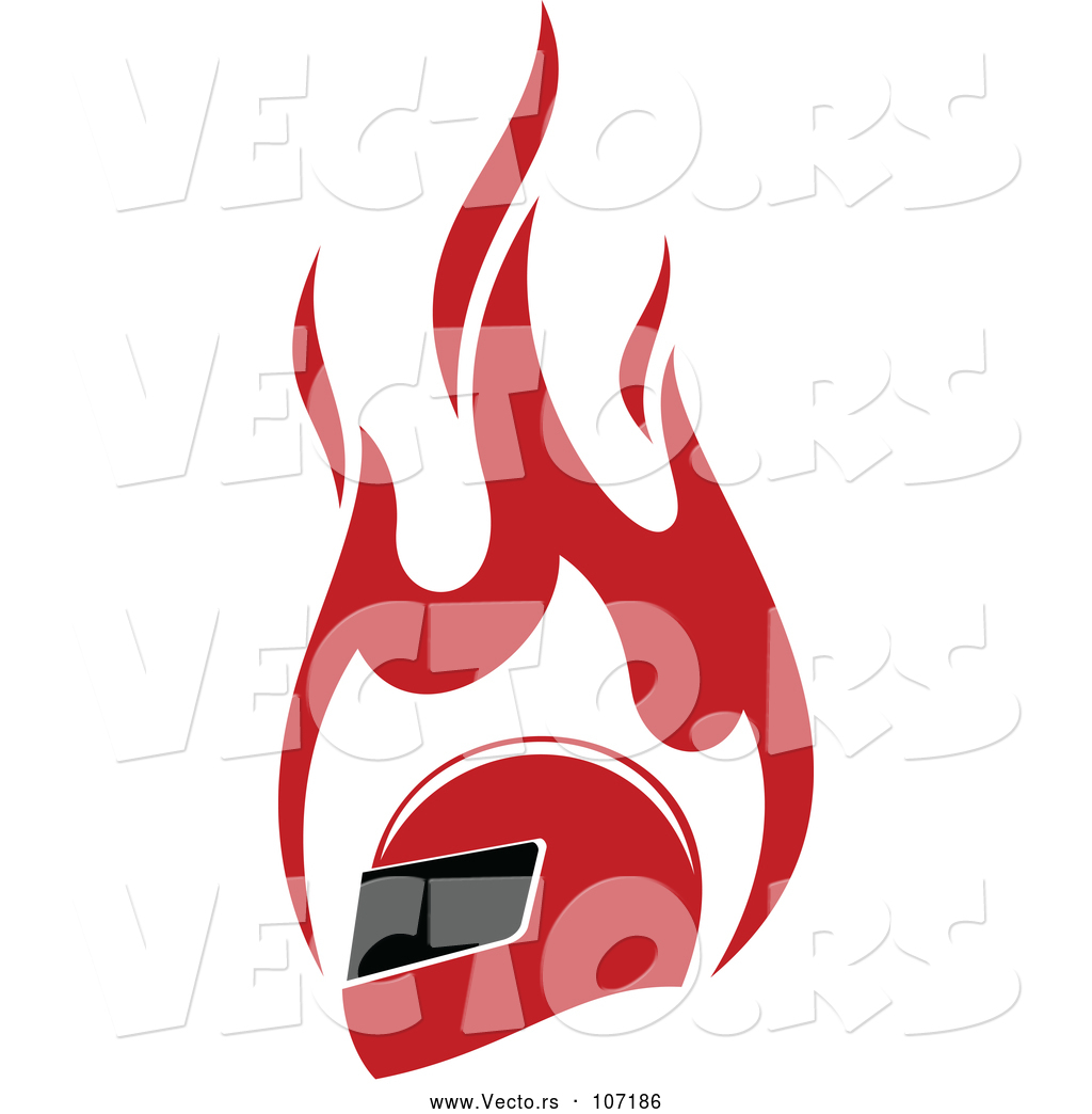 1024x1044 Vector Of Red Racing Helmet And Flames
