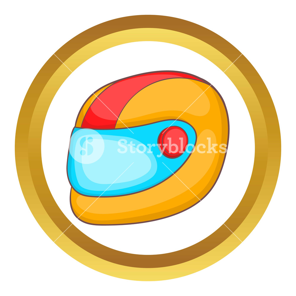1000x1000 Racing Helmet Vector Icon In Golden Circle, Cartoon Style Isolated