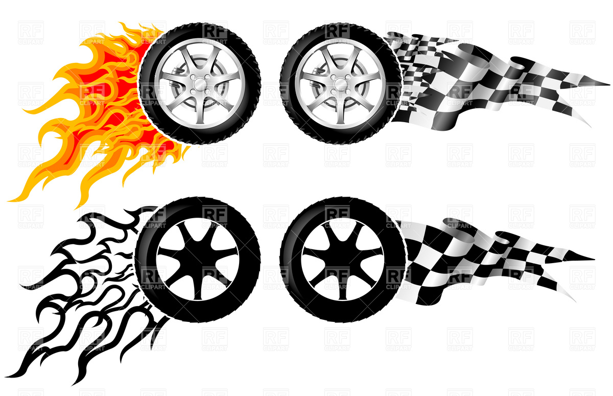 1200x775 Car Racing Emblem Wheel In Fire Vector Image Of Transportation