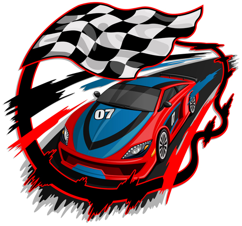 500x467 Car Racing With Flag Vector Material Free Download