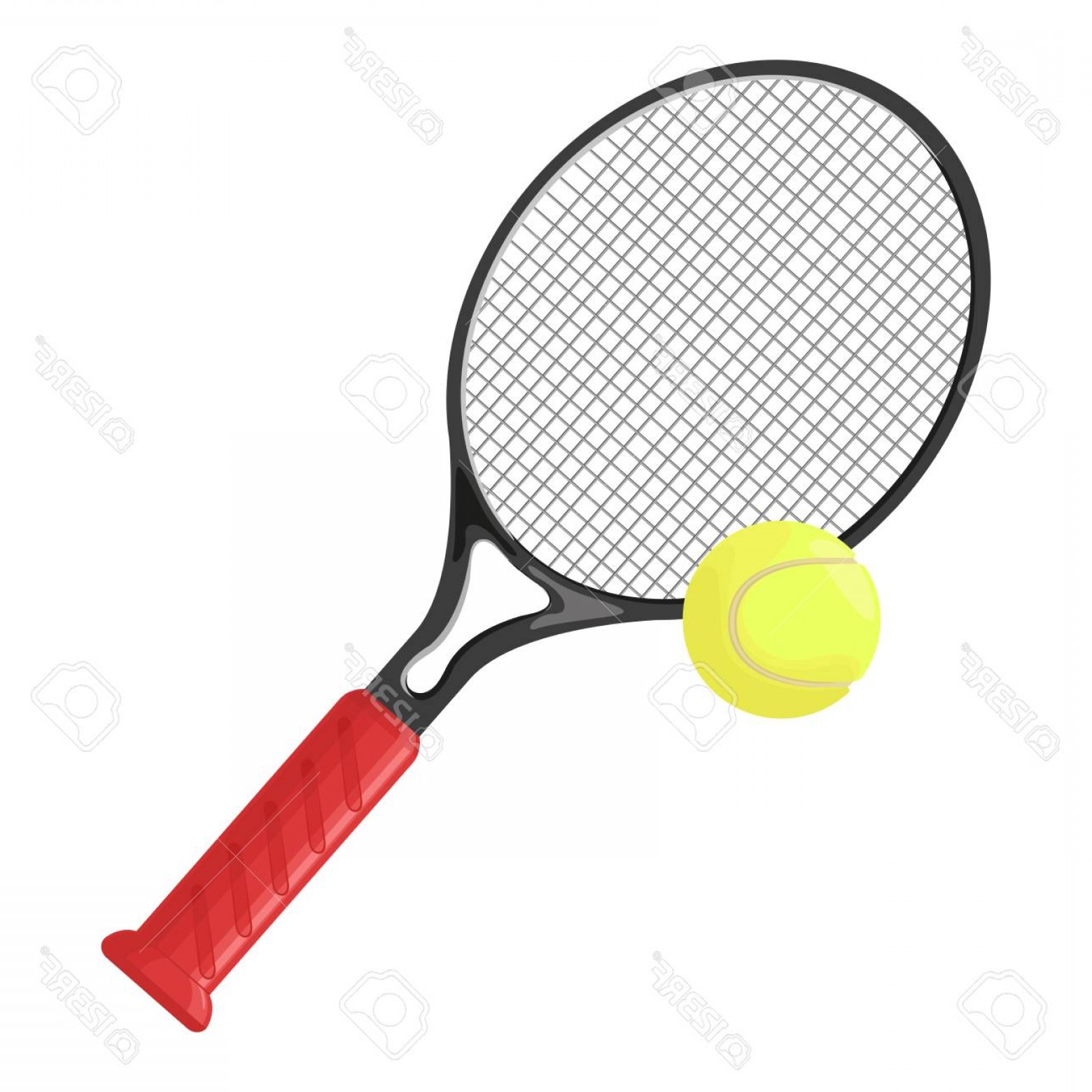 1560x1560 Photostock Vector Tennis Racket And Tennis Ball Isolated On White