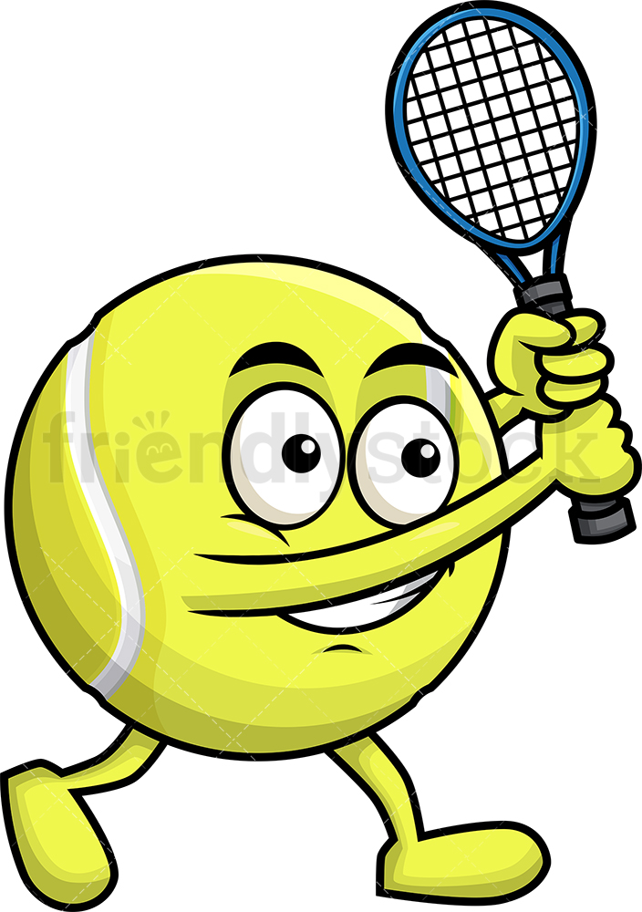 704x1000 Tennis Ball Holding A Racket Cartoon Clipart Vector