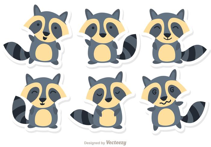 700x490 Cartoon Raccoon Set Vector