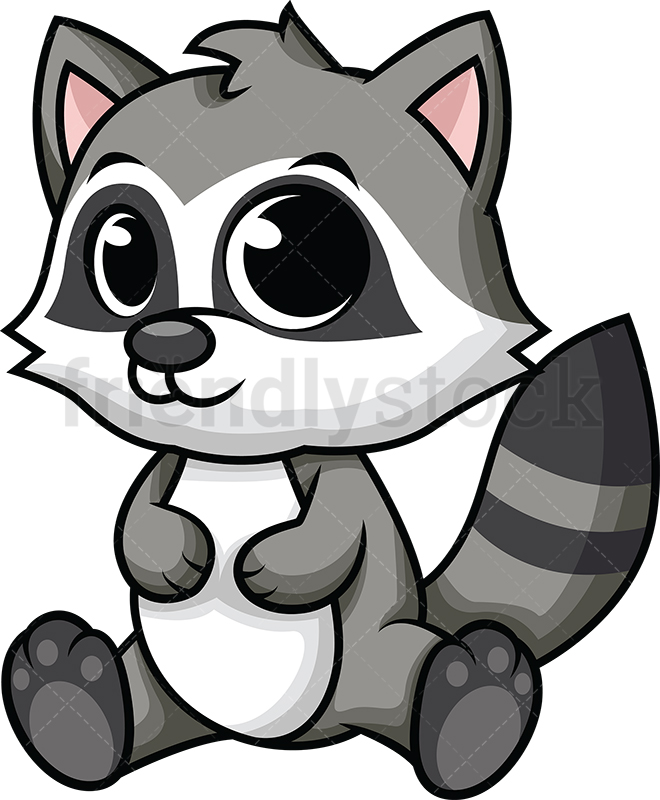 660x800 Cute Baby Raccoon Cartoon Vector Clipart
