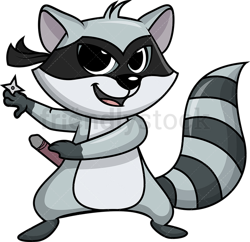 800x776 Ninja Raccoon Cartoon Clipart Vector