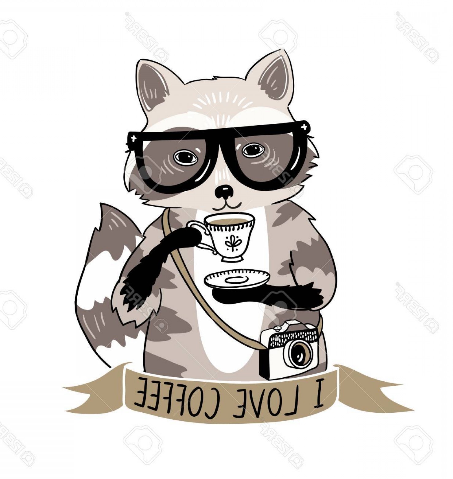 1476x1560 Photostock Vector Hipster Raccoon Vector Illustration Raccoon