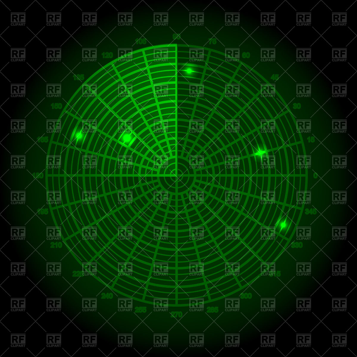 1200x1200 Green Radar Screen Vector Image Of Design Elements