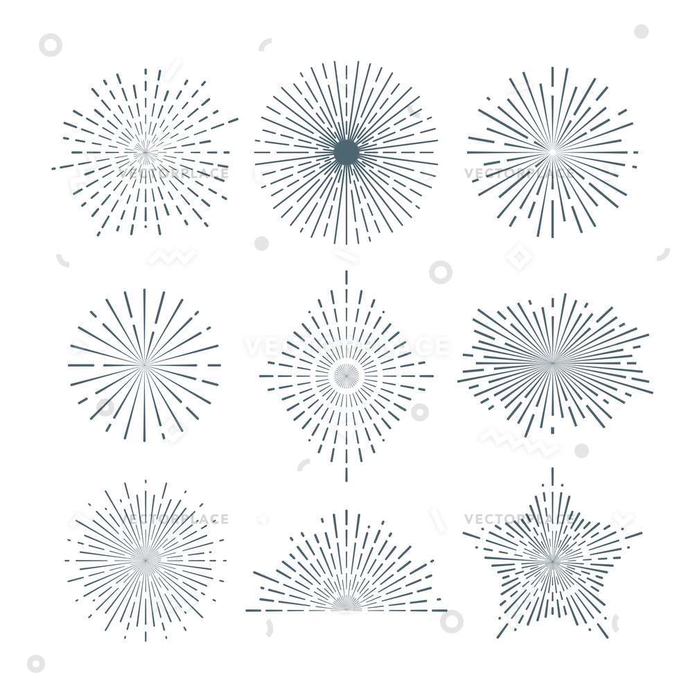 1000x1000 Hand Drawn Sunburst Vintage Radial Burst Vector Illustration