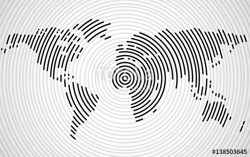 500x313 Abstract World Map Of Radial Lines Vector Stock Image