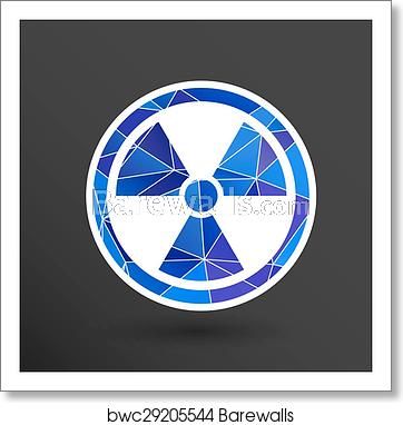 362x382 Sign Radiation Vector Icon Caution Nuclear Atom Power, Art Print