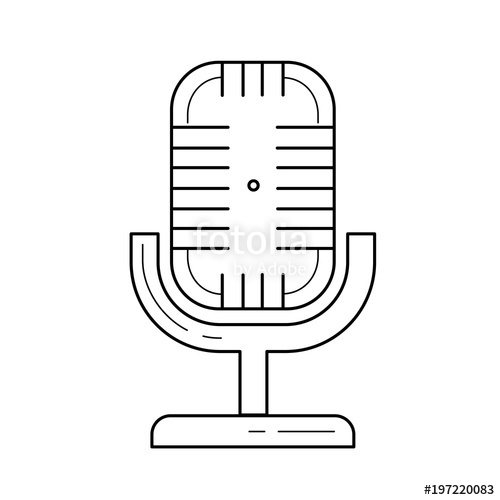 500x500 Radio Microphone Vector Line Icon Isolated On White Background