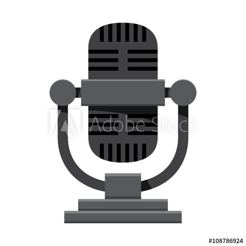 500x500 World Radio Day Retro Microphone Vector Illustration