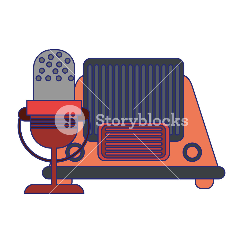 1000x1000 Vintage Old Radio And Microphone Vector Illustration Graphic