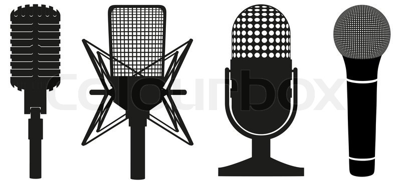 800x364 Icon Set Of Microphones Black Stock Vector Colourbox