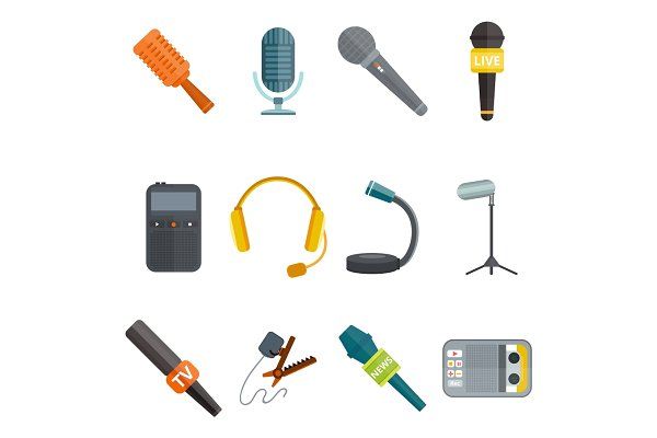 600x400 Microphone Vector Icon Isolated Interview Music Tv Tool Show Voice