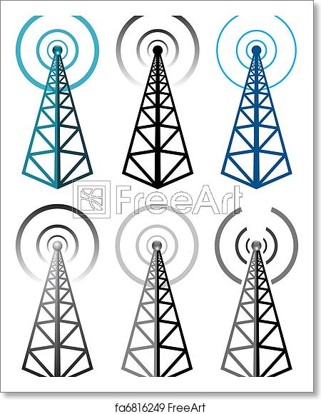 450x580 Free Art Print Of Vector Set Of Radio Tower Symbols Freeart