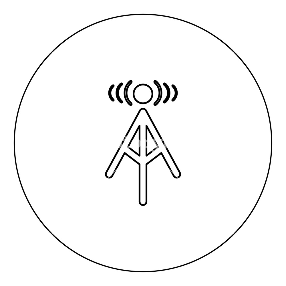 1000x1000 Radio Tower Icon Black Color In Circle Vector Illustration