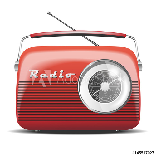 500x500 Red Vintage Radio Vector Illustration