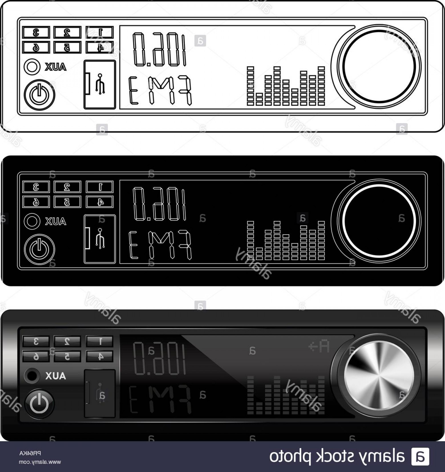 1560x1656 Car Radio Device Black And White Icons And D Model Vector
