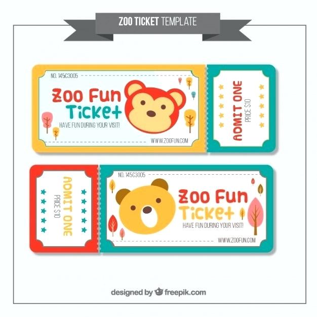 626x626 Cute Zoo Tickets In Colors Vector Free Download Ticket Template