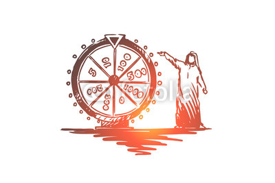 400x267 Lottery, Casino, Raffle, Muslim, Arab Concept Hand Drawn Isolated