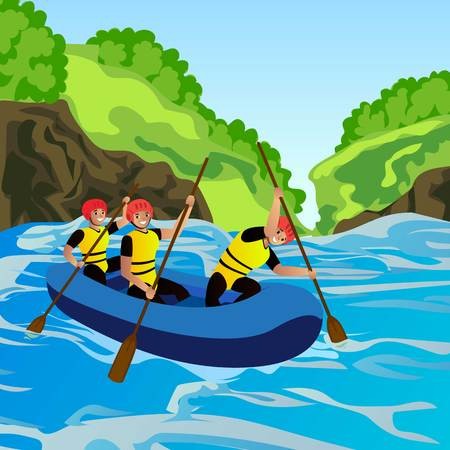 450x450 Rafting Concept Background Cartoon Illustration Of Rafting Vector