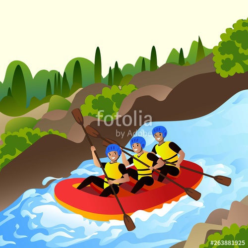 500x500 Extreme Rafting Concept Background Cartoon Illustration