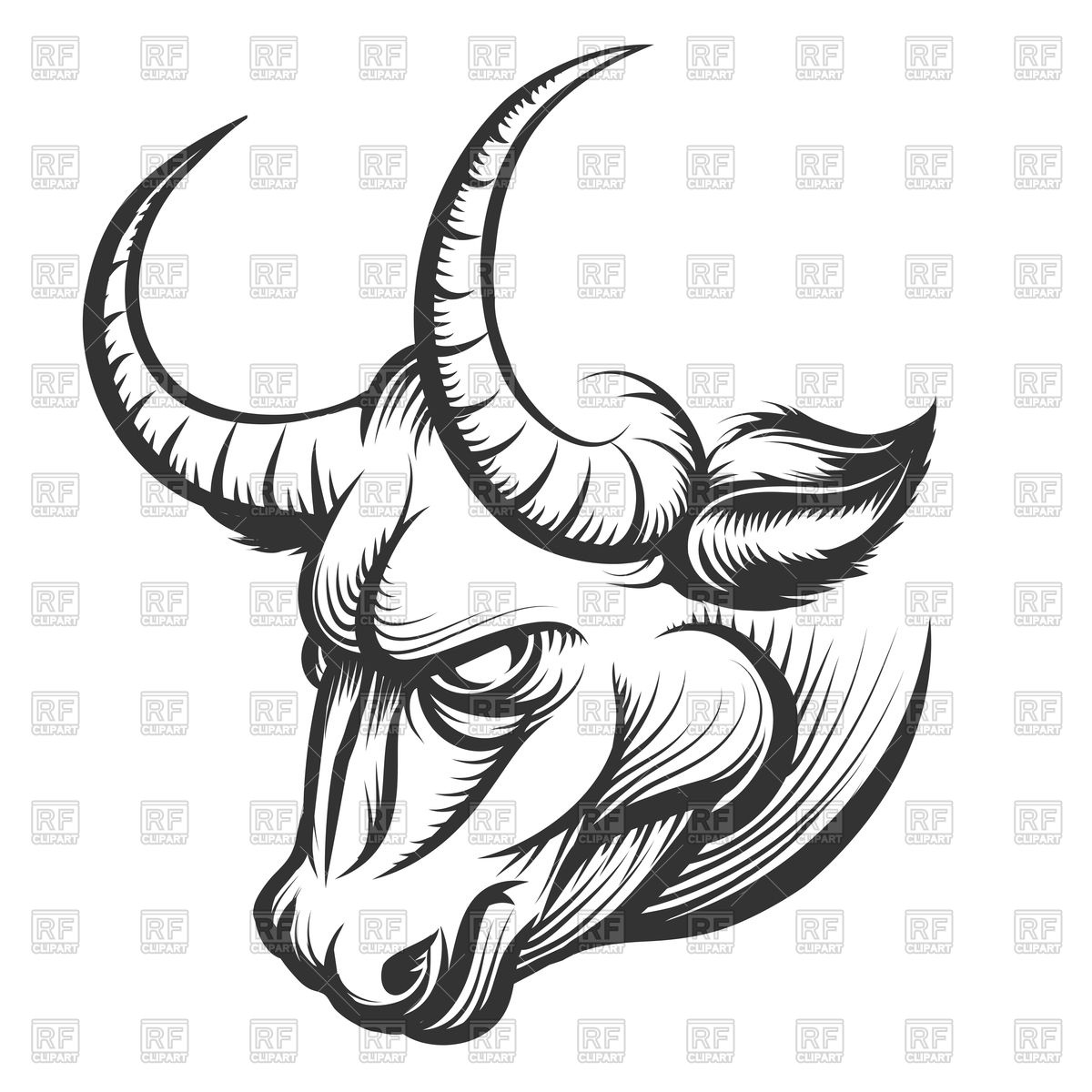 1200x1200 Angry Bull's Head Vector Image Of Plants And Animals