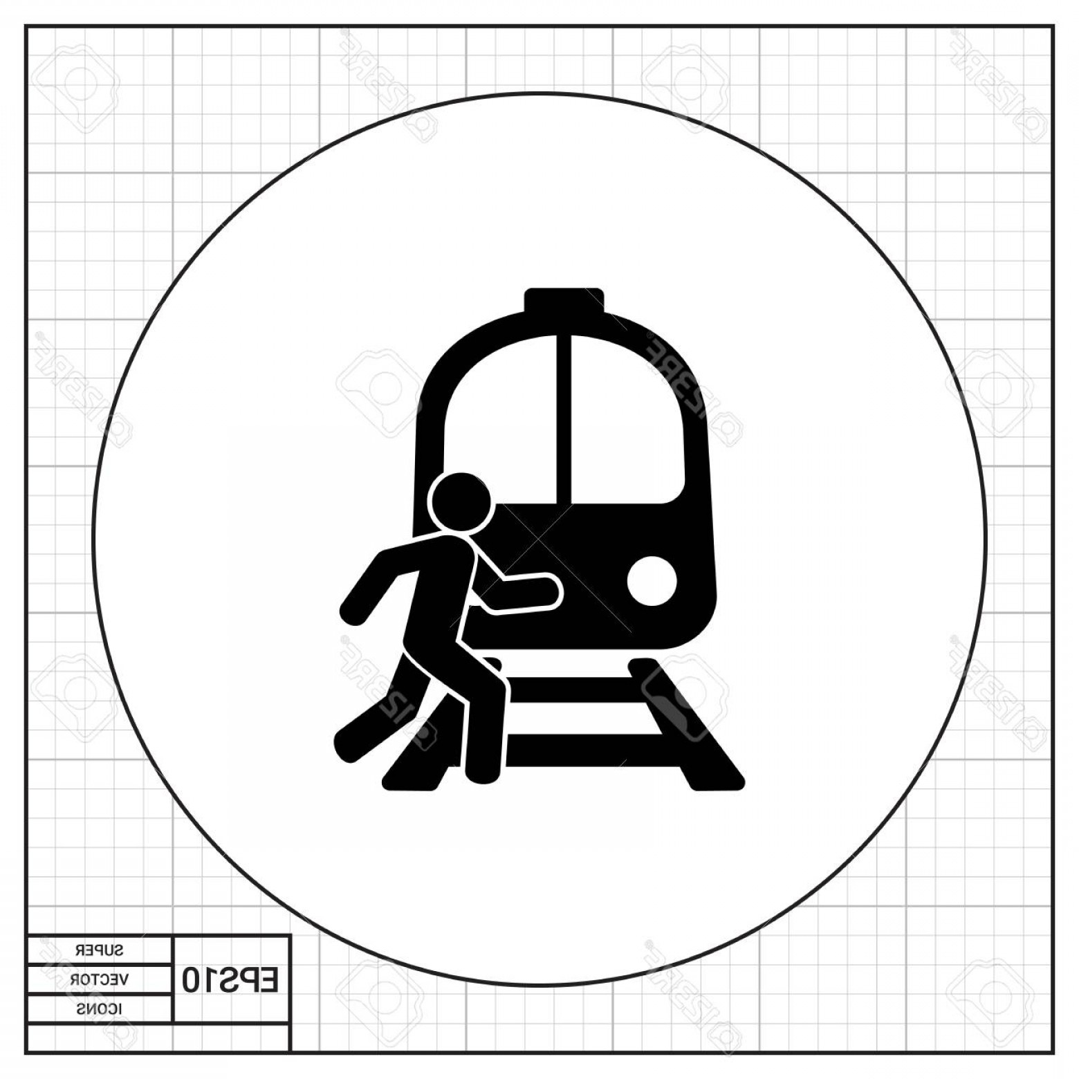 1560x1560 Photostock Vector Man Running Across Rail Track In Front Of Train