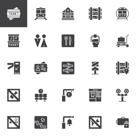 450x450 Railway Vector Icons Set, Modern Solid Symbol Collection, Filled