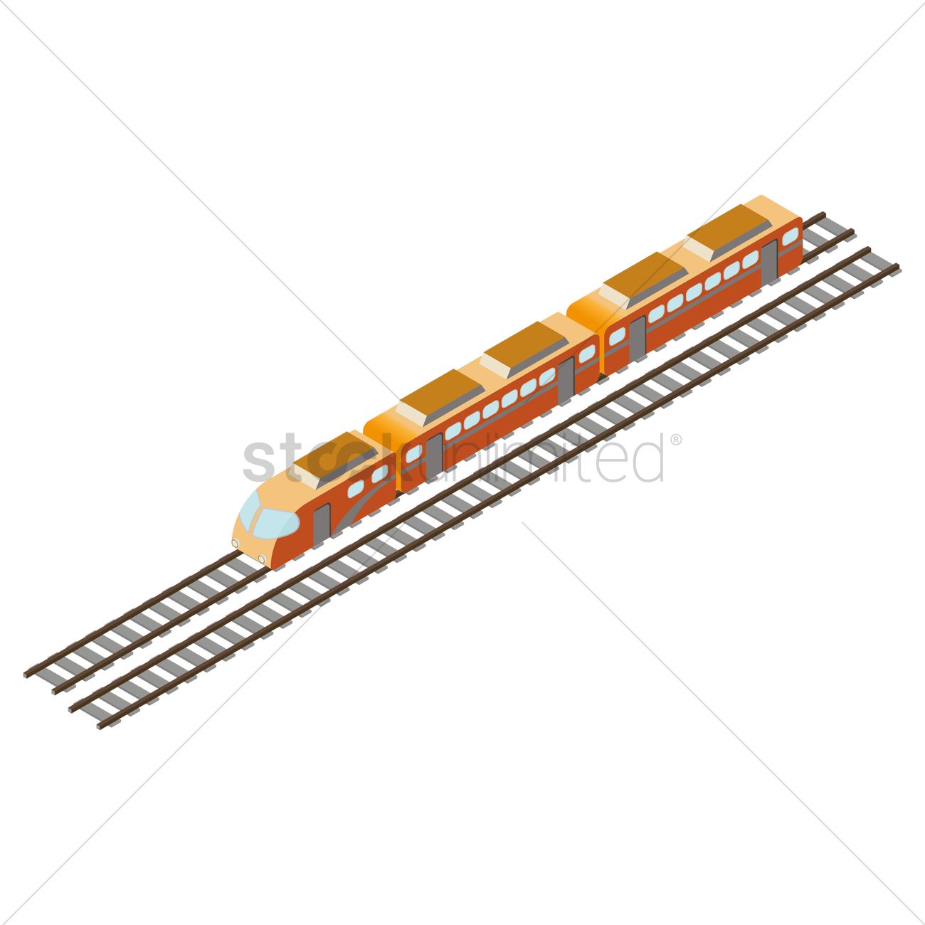 1300x1300 Isometric Train With Railway Vector Image