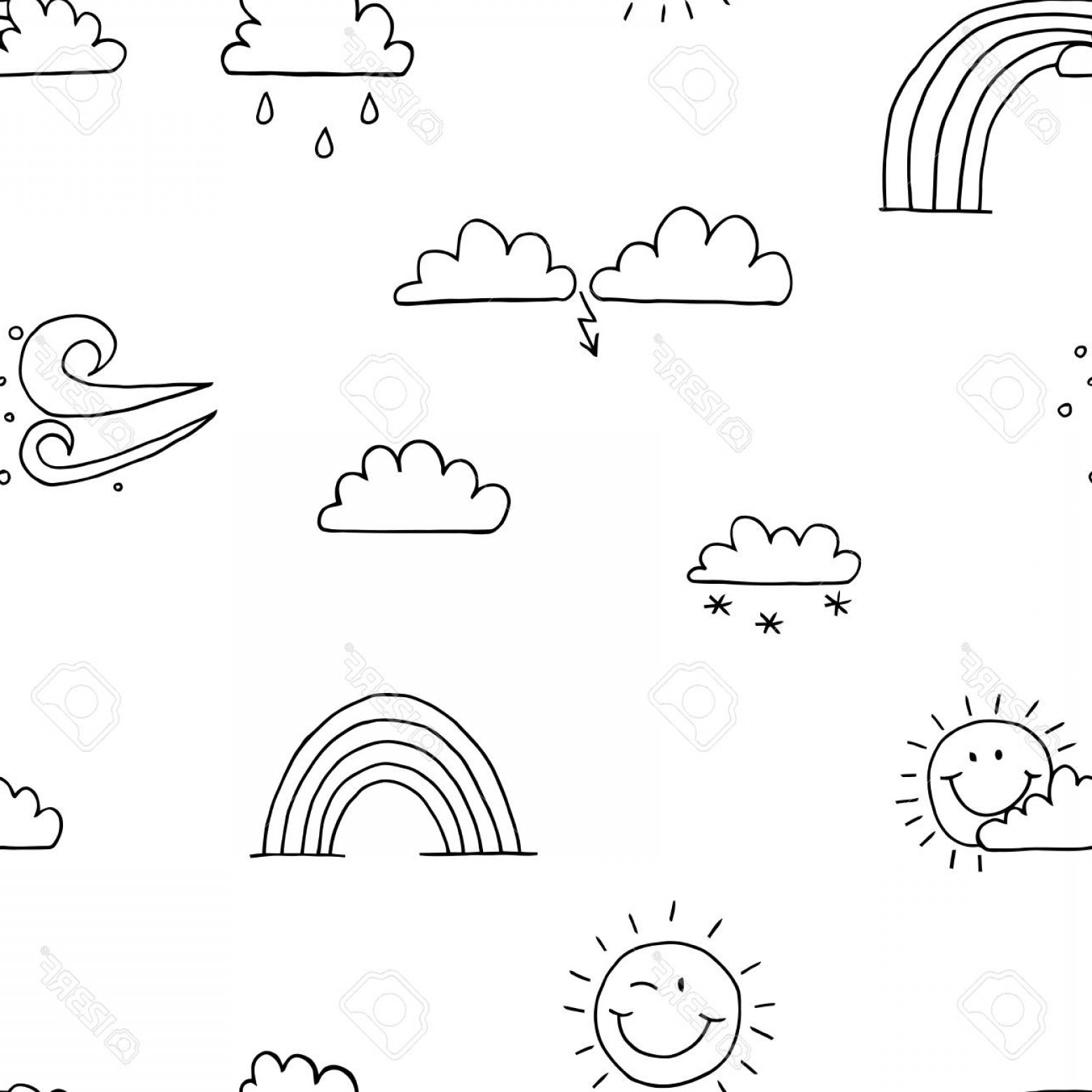 1560x1560 Photoseamless Pattern Background Weather Sun Rain Cloud Vector