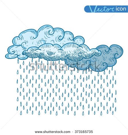 445x470 Rain Cloud Vector Illustration Doodling Illustration, Rain