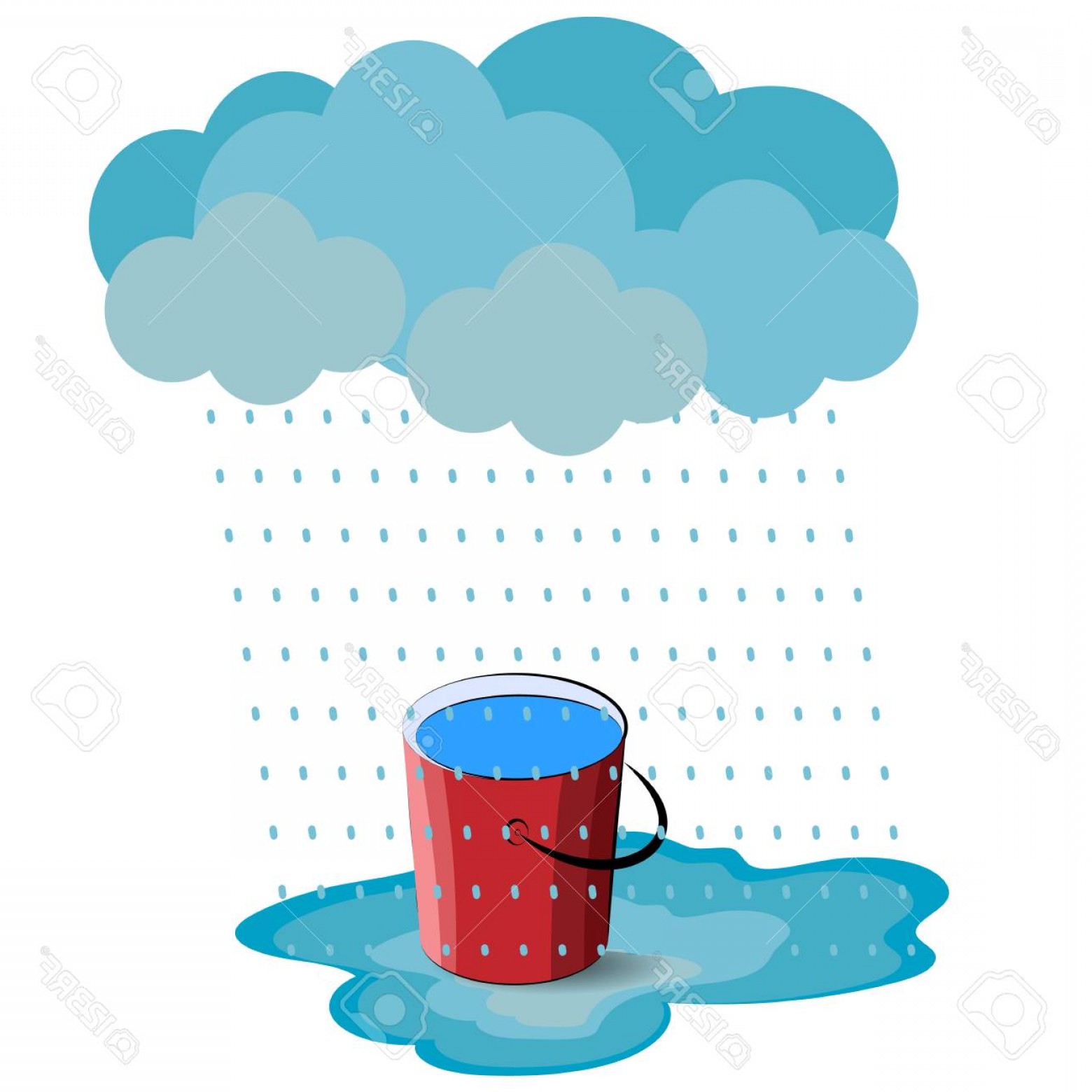 1560x1560 Photostock Vector Small Red Bucket In A Puddle In The Rain Vector