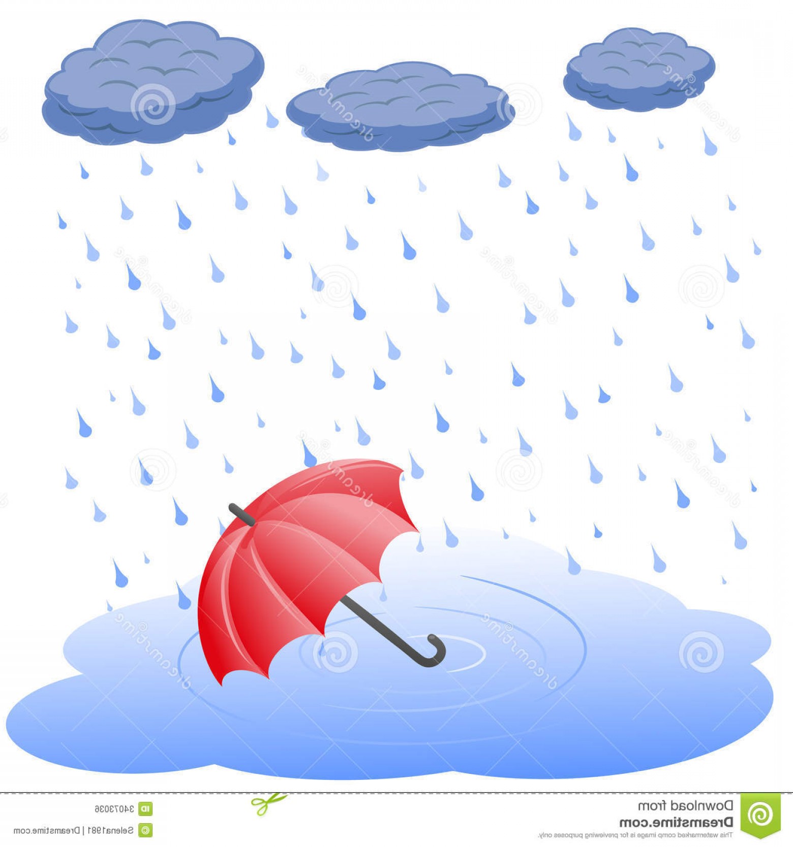 1560x1668 Royalty Free Stock Image Umbrella Puddle Rain Vector Illustration