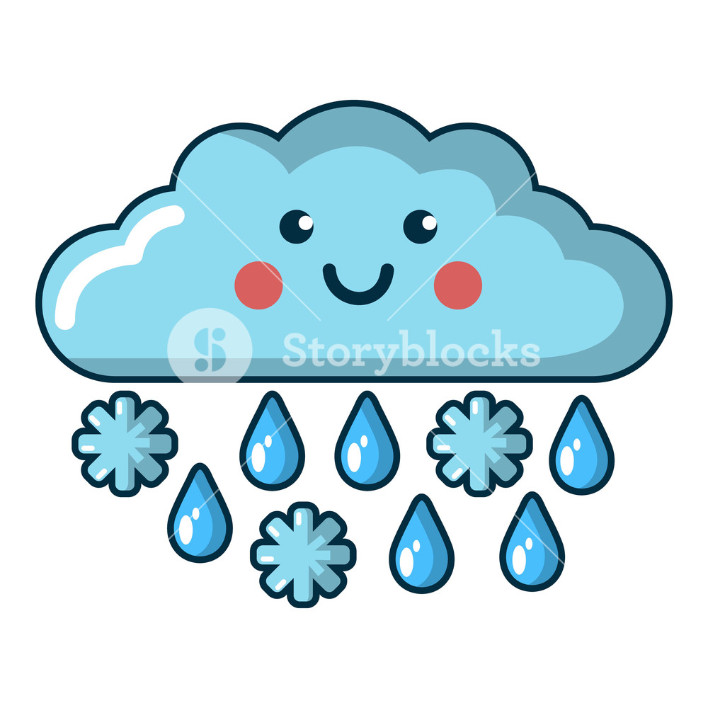 1000x1000 Snow And Ran Cartoon Illustration Of Snow And Rain Vector