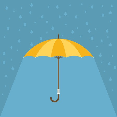 450x450 Yellow Umbrella With Rain Vector Background Royalty Free Vector
